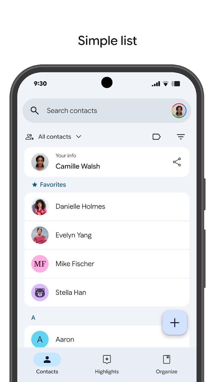 Contacts screenshot